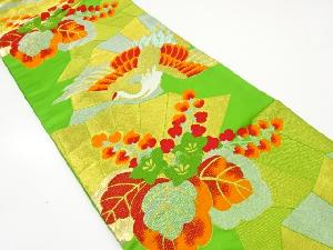 アンティーク　地紙に鶴桐模様織り出し袋帯(材料)